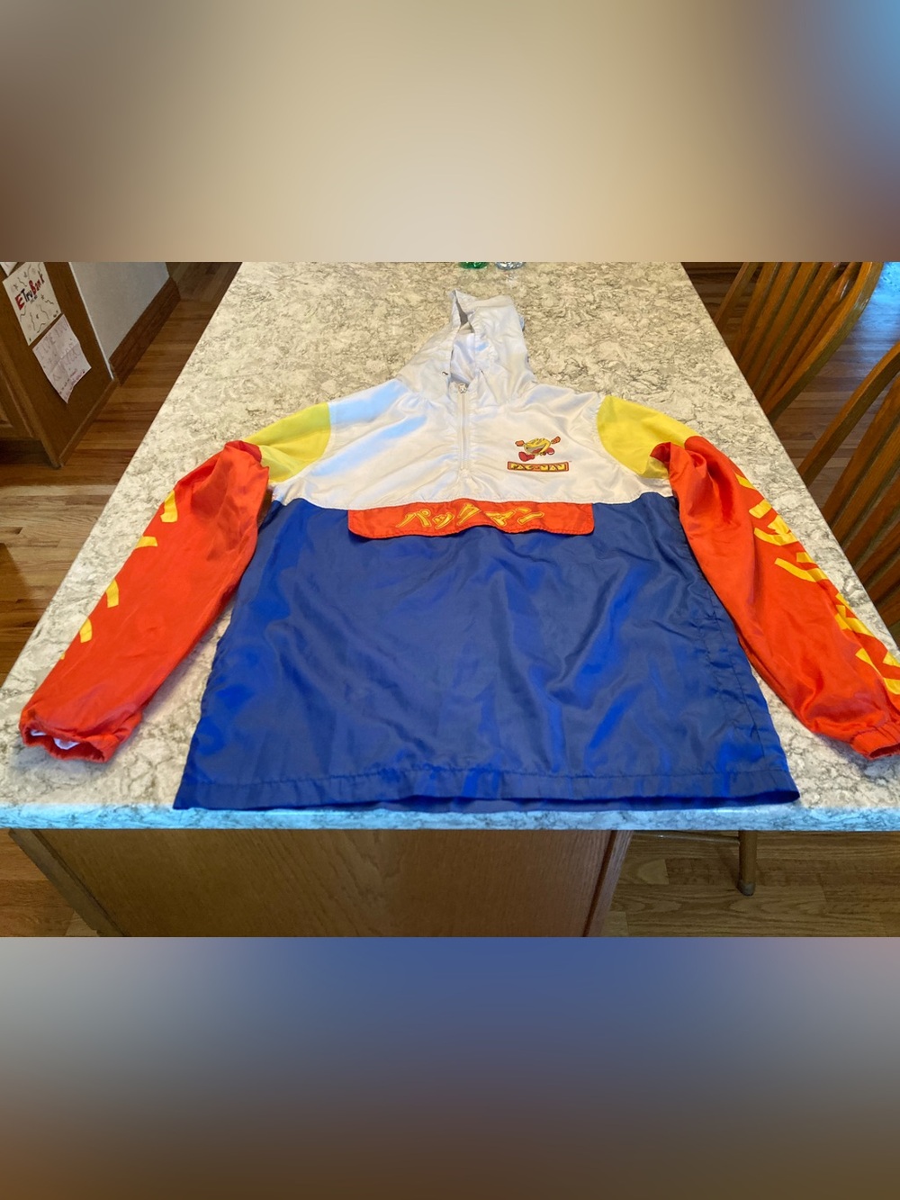 Men Bandai Namco Pac-Man Graphic Anorak 1/4 zip hood colorblock Japanese print l